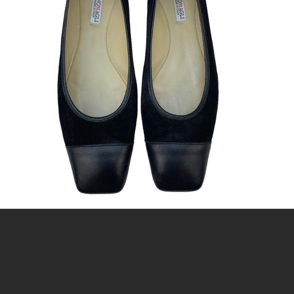 Bruno Magli Black Suede with black leather square cap toe Ballet Flats 8.5 - Picture 3 of 4